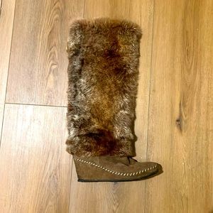 Rabbit-Fur Lined Tall Boots